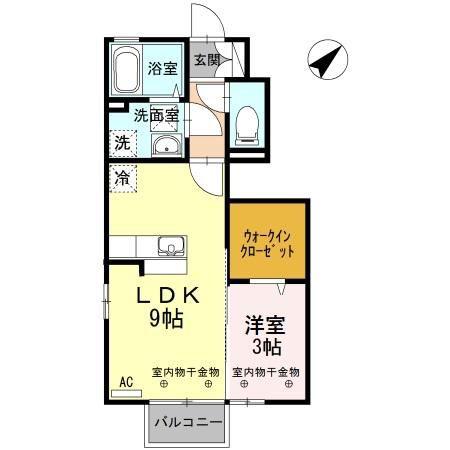 D-ROOM蓮町(1LDK/1階)の間取り写真