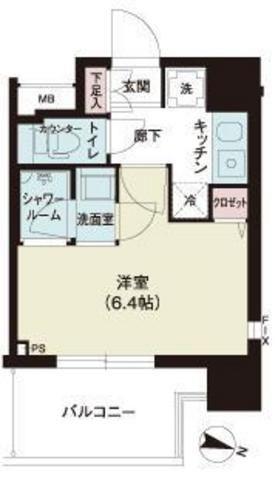アイルズ東中野(1K/3階)の間取り写真