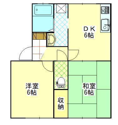 セジュール南浜(2DK/1階)の間取り写真
