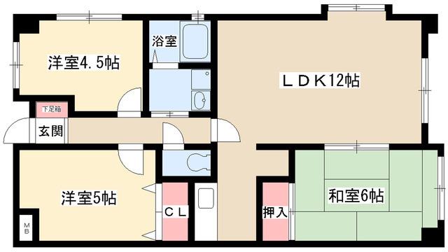 シャンポール新宿(3LDK/2階)の間取り写真