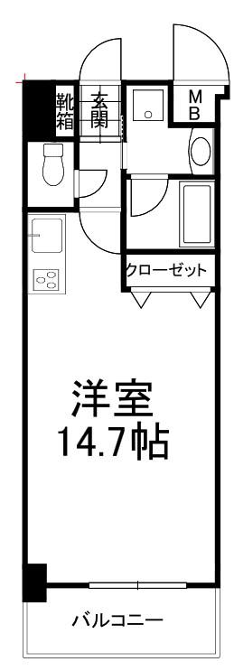エスポワール(ワンルーム/3階)の間取り写真