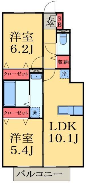 ステアヒルズⅡ(2LDK/1階)の間取り写真