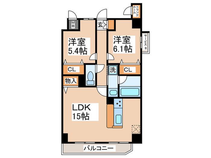 GRANEBIS(2LDK/4階)の間取り写真