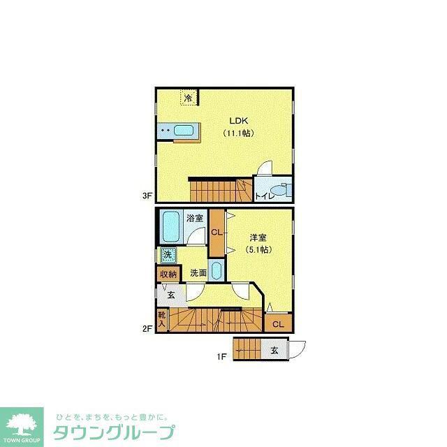プライベートプレイス広尾(1LDK/2階)の間取り写真