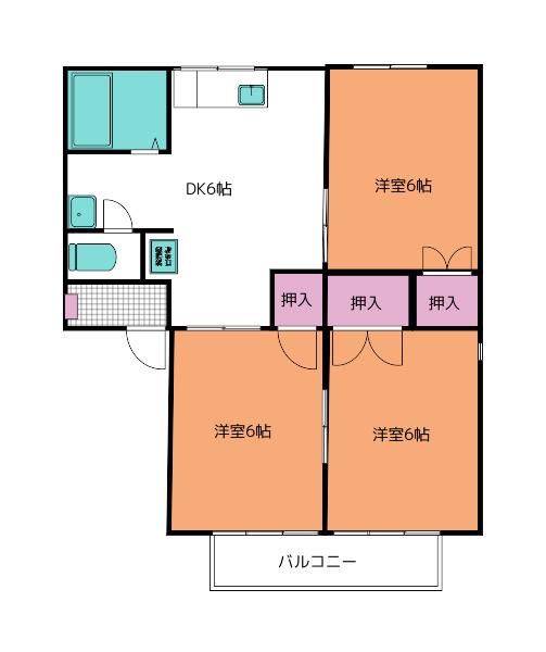 セジュール南光台II(3DK/2階)の間取り写真