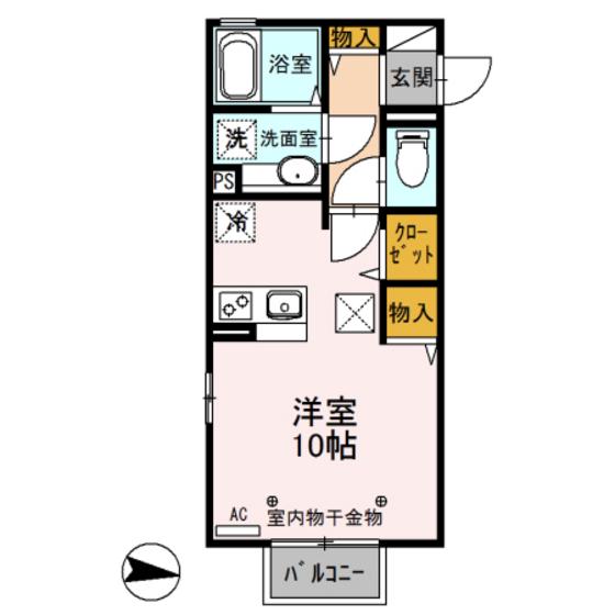 HEALINGROVE(ワンルーム/1階)の間取り写真