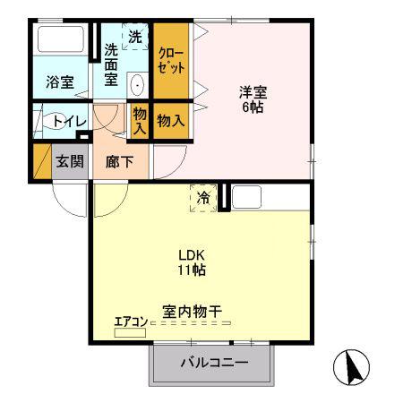 マーシュII(1LDK/2階)の間取り写真
