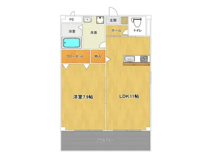 プレミールSYUTO(1LDK/2階)の間取り写真