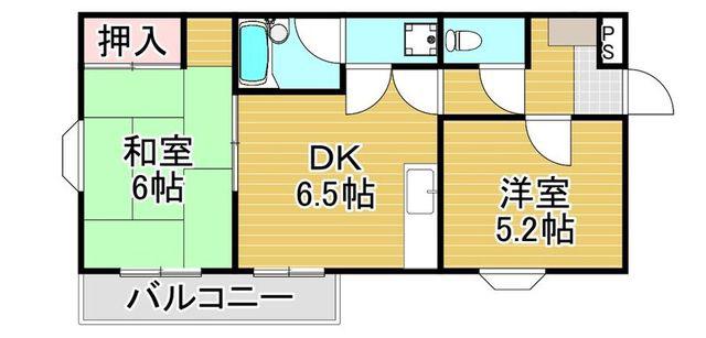 ソレイユやよい坂(2DK/3階)の間取り写真