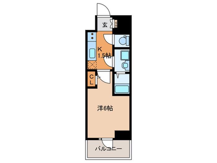 S-RSIDENCE高井田BELETA(1K/11階)の間取り写真