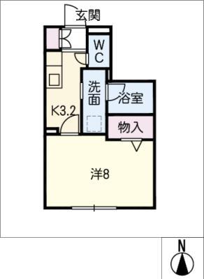 ルミエマサール(1K/1階)の間取り写真