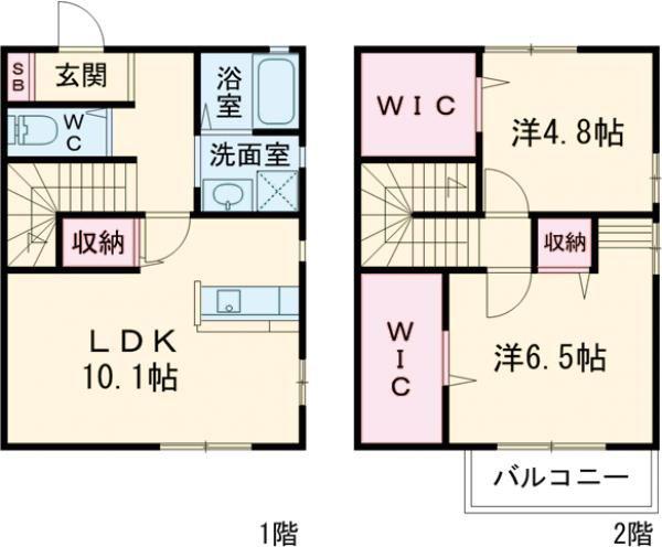 GREEN CLOVER C(2LDK/1階)の間取り写真