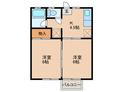 カリフォルニアII(2K/2階)の間取り写真