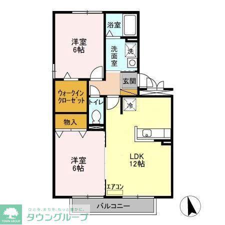 サニーフラットA(2LDK/3階)の間取り写真