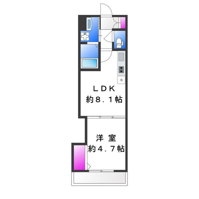 ティアラ北巽(1LDK/3階)の間取り写真