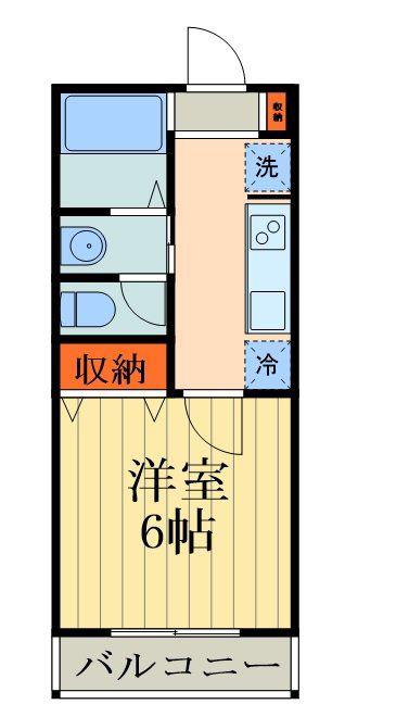 ESPACIO芝B(1K/2階)の間取り写真