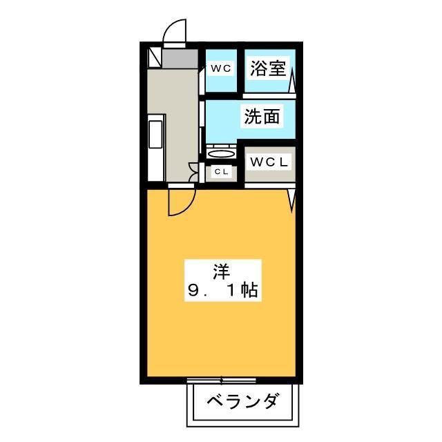 ノーブル A(1K/2階)の間取り写真