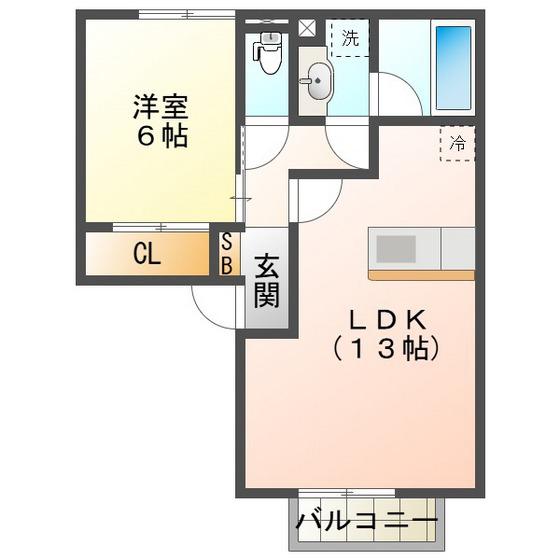 パルミエ III(1LDK/2階)の間取り写真