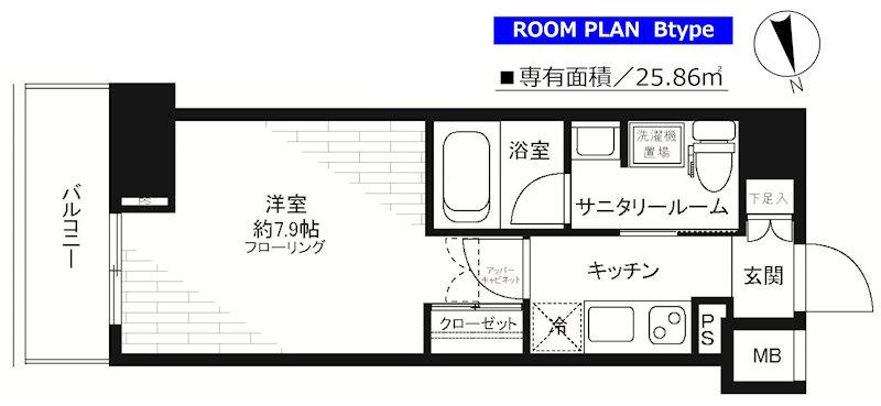 ステージグランデ芝大門(1K/6階)の間取り写真