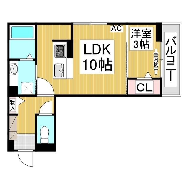 J-ROOM妃 VII番館 屋代駅前(1LDK/2階)の間取り写真