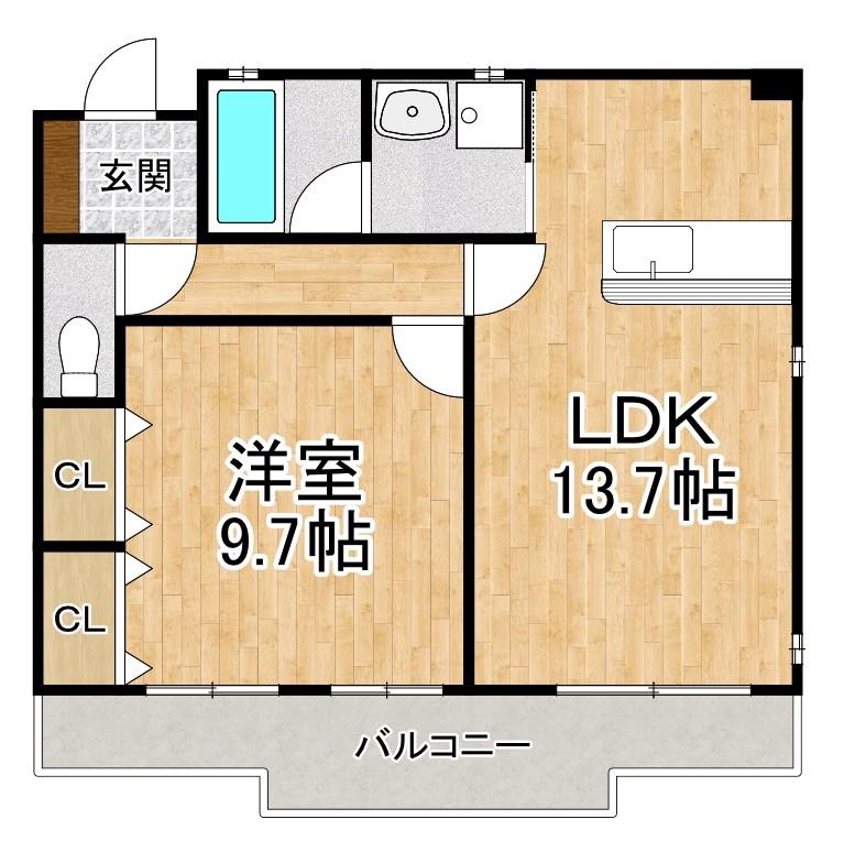 ガーデンシティ柳ヶ崎(1LDK/5階)の間取り写真