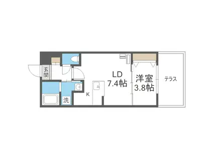 アルファスクエア福住2条(1LDK/1階)の間取り写真