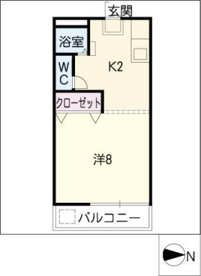 ベルメゾンOZE(1K/2階)の間取り写真