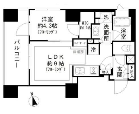 パークリュクス虎ノ門(1LDK/6階)の間取り写真