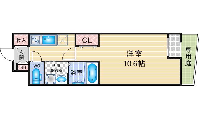 CREST TAPP 太閤通(1K/1階)の間取り写真