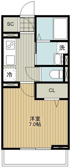 リヴェール川口芝(1K/2階)の間取り写真