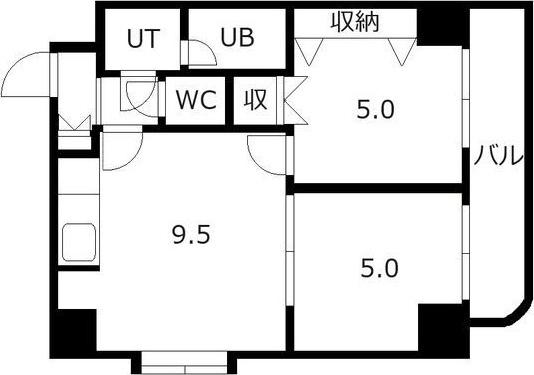 メープル北27条(2LDK/2階)の間取り写真