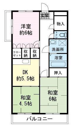 スカイレジデンス(3DK/2階)の間取り写真