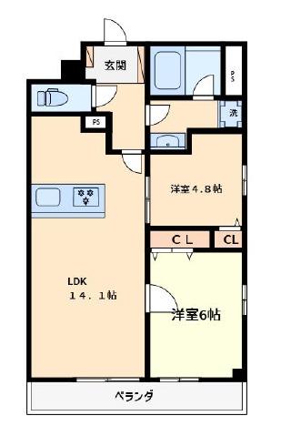 日本橋三越前アムフラット 壱番館(2LDK/10階)の間取り写真