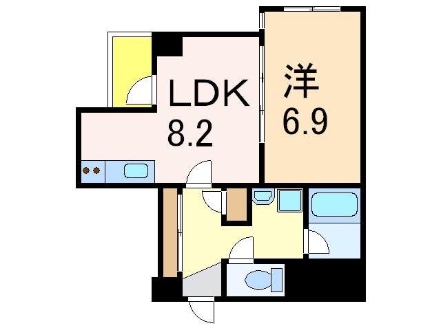 リバティープラザ呉服町(1LDK/3階)の間取り写真