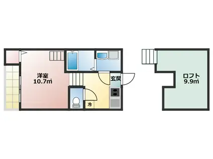 ガーデンスクエア(1SK/2階)の間取り写真