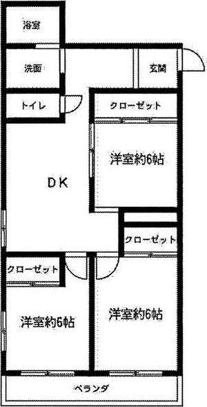 第3フクマルビル(3DK/4階)の間取り写真