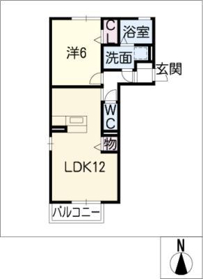 ディアコート(1LDK/1階)の間取り写真