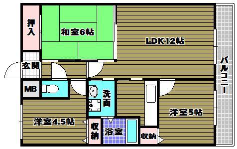 東尾マンション(3LDK/3階)の間取り写真