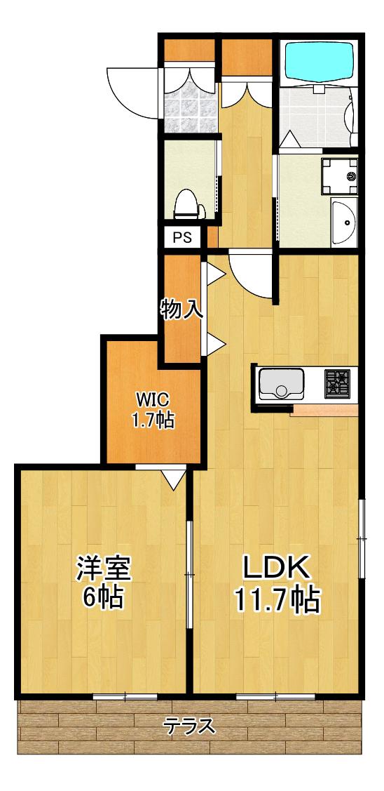 グレイスコート新城(1LDK/1階)の間取り写真