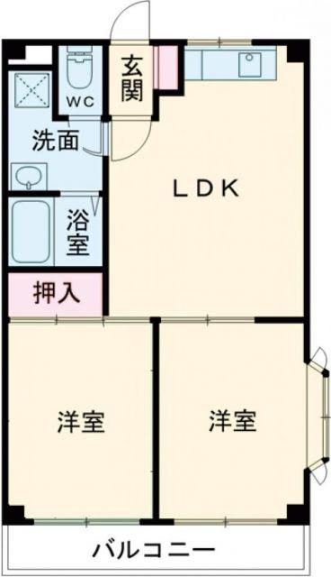 OPUS1(2LDK/2階)の間取り写真