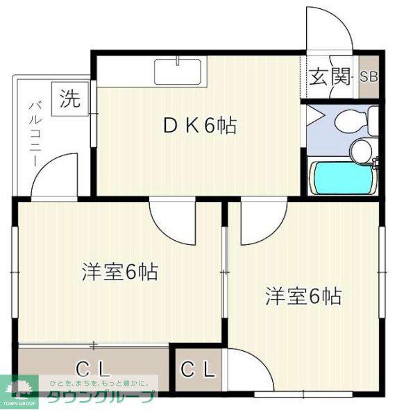 シャトー千間台(1DK/1階)の間取り写真