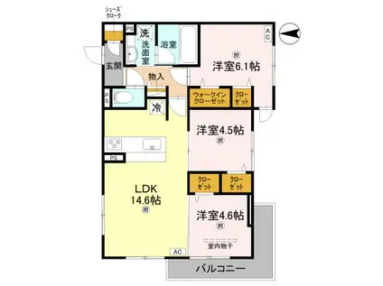 フォレストガーデン北花田(3LDK/2階)の間取り写真