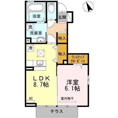 パースハイム(1LDK/1階)の間取り写真
