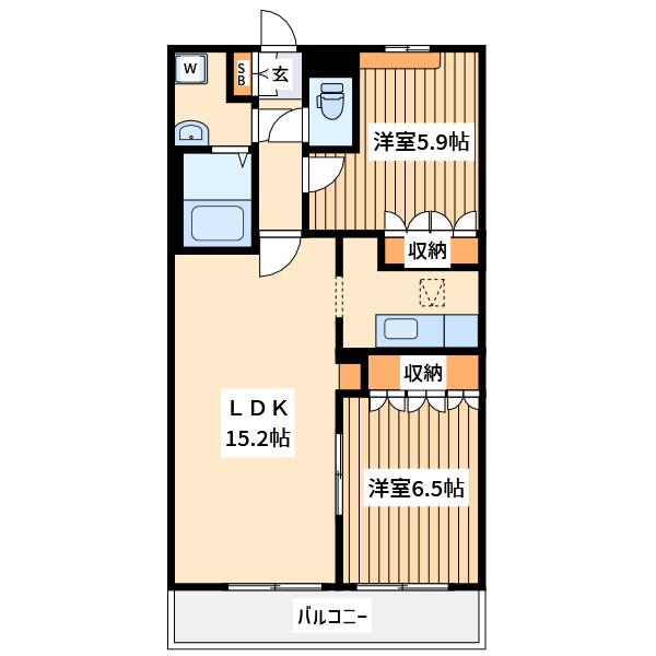 サン フォレスト(2LDK/1階)の間取り写真