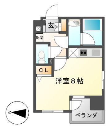 LASANTE東別院(ワンルーム/2階)の間取り写真
