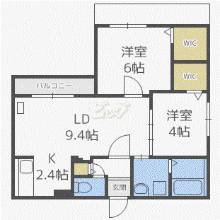 レガリア美園(2LDK/4階)の間取り写真