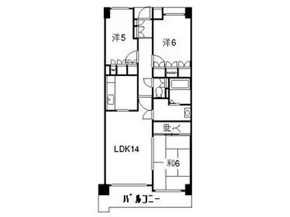 サーパス上足洗(3LDK/5階)の間取り写真