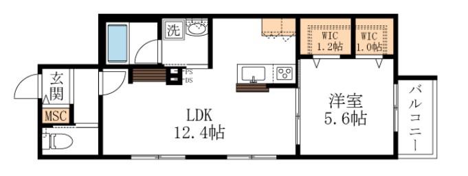 RITORNO(1LDK/2階)の間取り写真