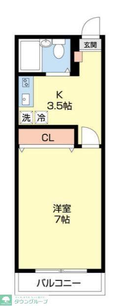 Fコート新吉田I(1K/2階)の間取り写真