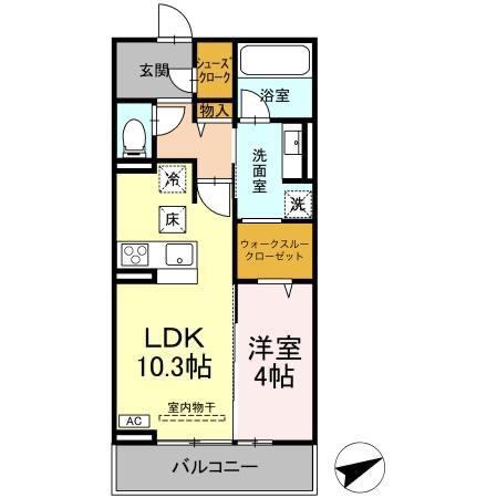 チェ イル ソーレ(1LDK/2階)の間取り写真